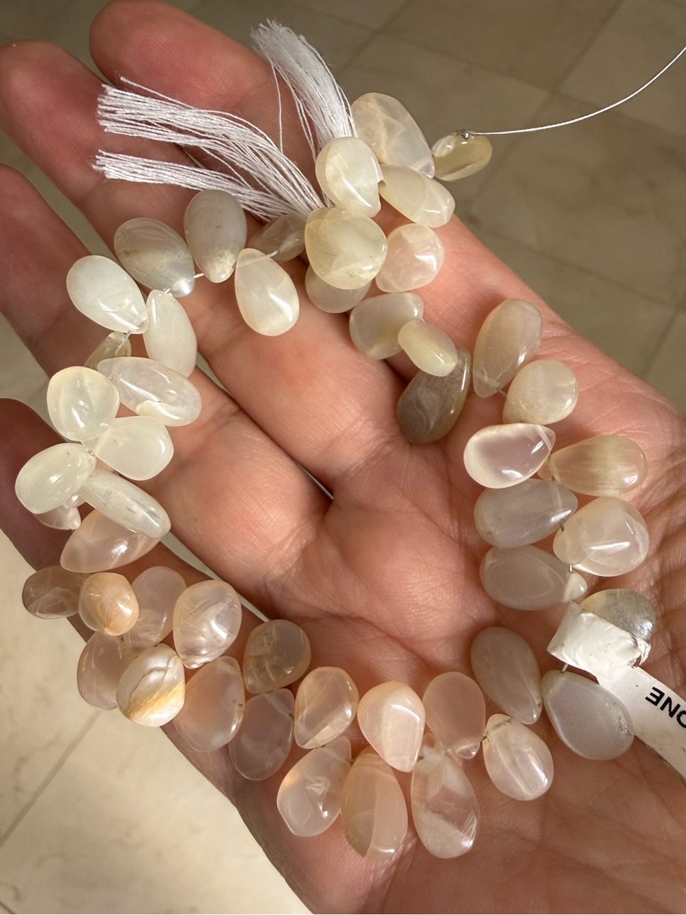 103 Carat Iridescent opalescent adularescent Moonstone Teardrop Bead Strand
